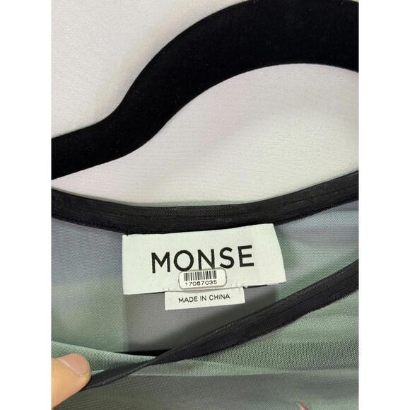 Monse Rose Printed Mesh Top Size M with Mesh Tear - Picture 6 of 9